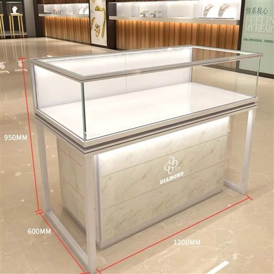 Vitrina de bijuterii din marmură iluminată LuxeFrame, cu platformă de afișare înălțată