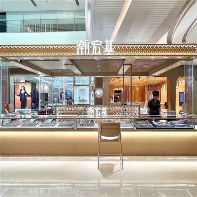 Chioșc de vitrine pentru bijuterii montat pe perete