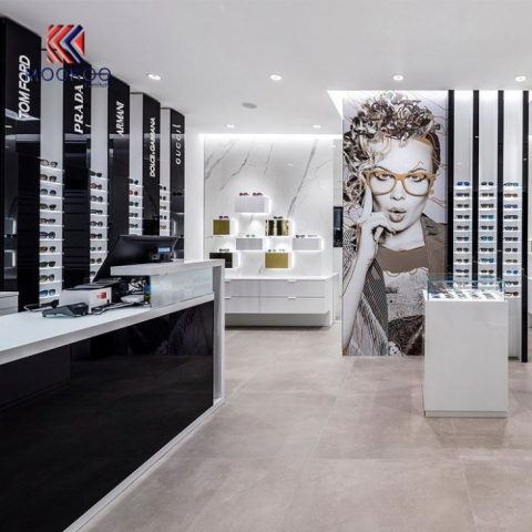 Interior Ochelari de soare negru și alb, dulapuri de design pentru magazin
